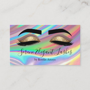 Tarjeta De Visita Artista de Maquillaje Técnico de Pestañas Holográf