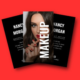 Tarjeta De Visita Artista de Maquillaje Texto Negrita Moderno Foto