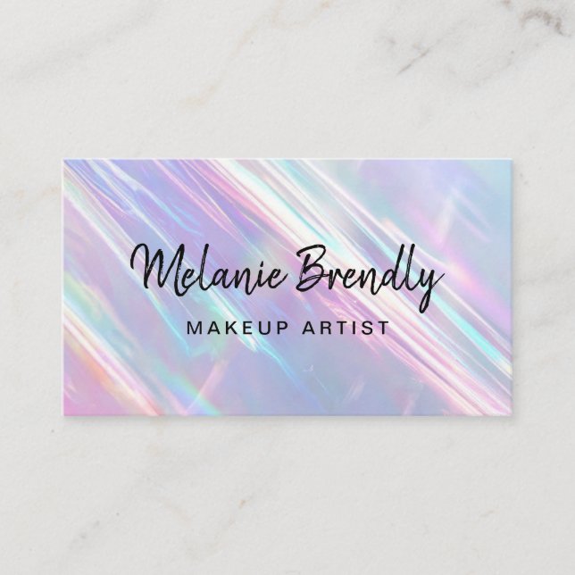 Tarjeta De Visita Artista de maquillaje Trendy Holographic Business  (Anverso)