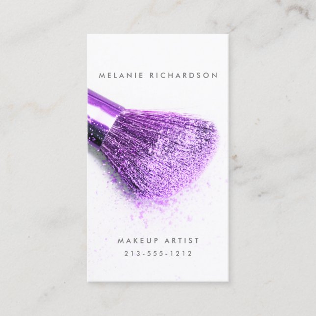 Tarjeta De Visita Artista de maquillaje ultravioleta morado de moda (Anverso)