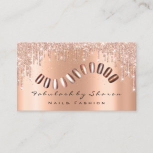 Tarjeta De Visita Artista de maquillaje uñas gotas de cobre Rosas la