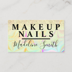 Tarjeta De Visita Artista de Maquillaje Uñas Mármol Falso Brillo Hol