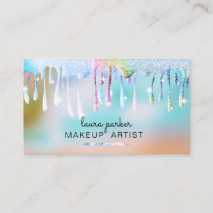 Tarjeta De Visita Artista de maquillaje Unicorn Purpurina de taladro