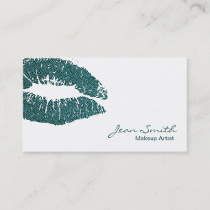 Tarjeta De Visita Artista de maquillaje verde azulado moderno del