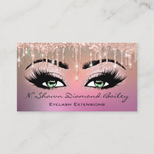 Tarjeta De Visita Artista de maquillaje Verde Eyelash Rosa Ombre