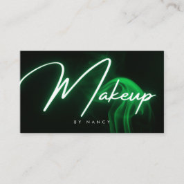 Tarjeta De Visita Artista de Maquillaje Verde Neón Humo Salón de Bel