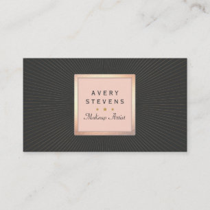 Tarjeta De Visita Artista de maquillaje Vintage rosa y dorado negro