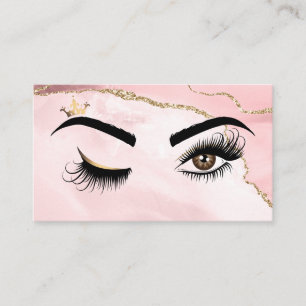 Tarjeta De Visita Artista de maquillaje Wink Eye Beauty Agate rosa R