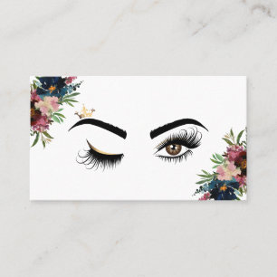Tarjeta De Visita Artista de maquillaje Wink Eye Beauty Burgundy Flo