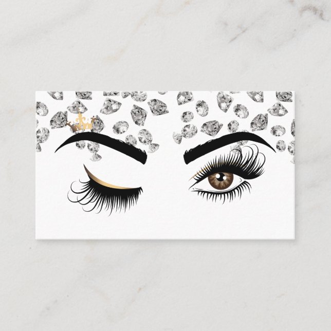 Tarjeta De Visita Artista de maquillaje Wink Eye Beauty Salon Diamon (Anverso)