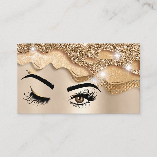 Tarjeta De Visita Artista de maquillaje Wink Eye Beauty Salon gotean (Anverso)