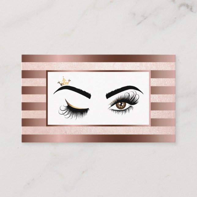 Tarjeta De Visita Artista de maquillaje Wink Eye Beauty Salon Lash E (Anverso)