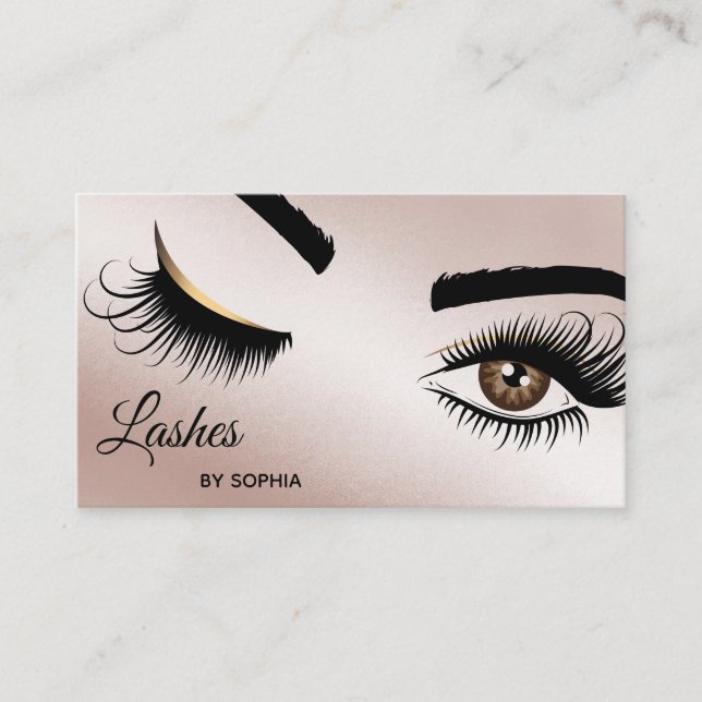 Tarjeta De Visita Artista de maquillaje Wink Eye Beauty Salon Lash E (Anverso)