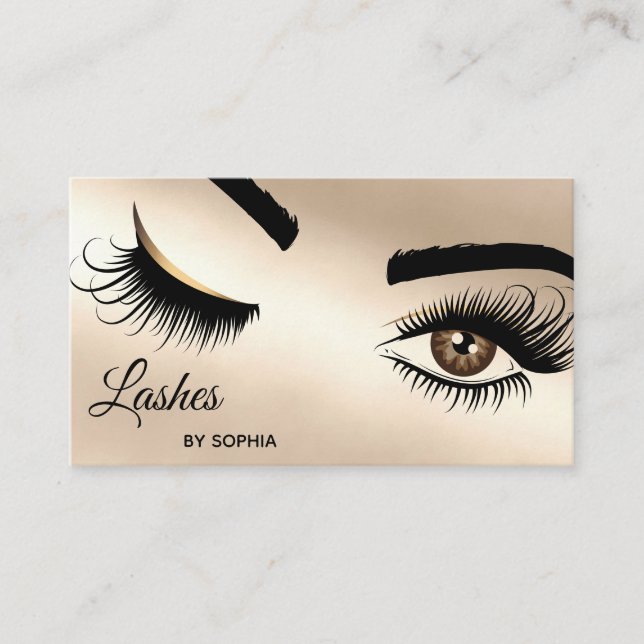 Tarjeta De Visita Artista de maquillaje Wink Eye Beauty Salon Lash E (Anverso)