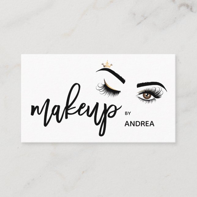 Tarjeta De Visita Artista de maquillaje Wink Eye Beauty Salon Lash E (Anverso)