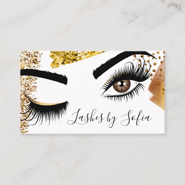 Tarjeta De Visita Artista de maquillaje Wink Eye Beauty Salon Lash E (Anverso)