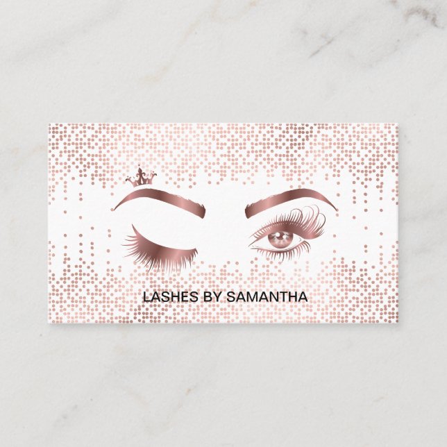 Tarjeta De Visita Artista de maquillaje Wink Eye Gold Confetti Lashe (Anverso)