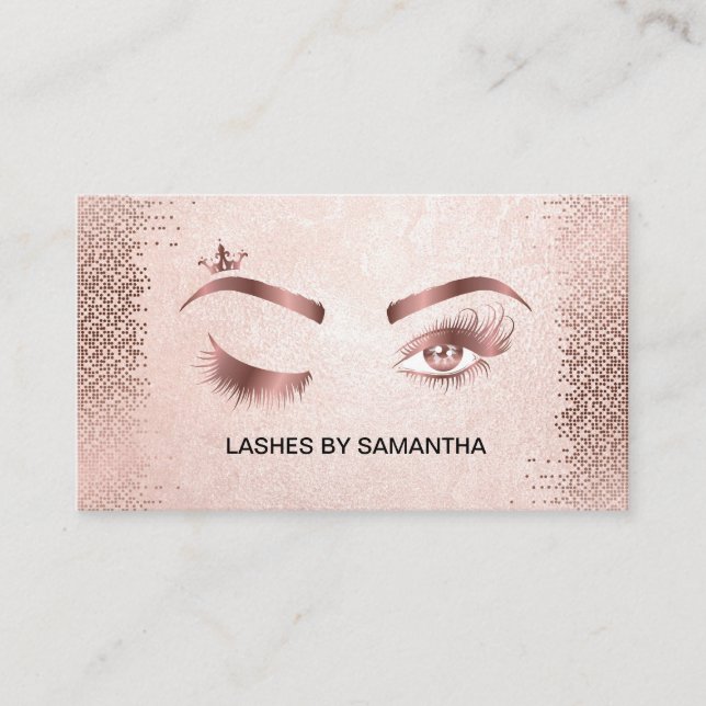 Tarjeta De Visita Artista de maquillaje Wink Eye Gold Confetti Lashe (Anverso)