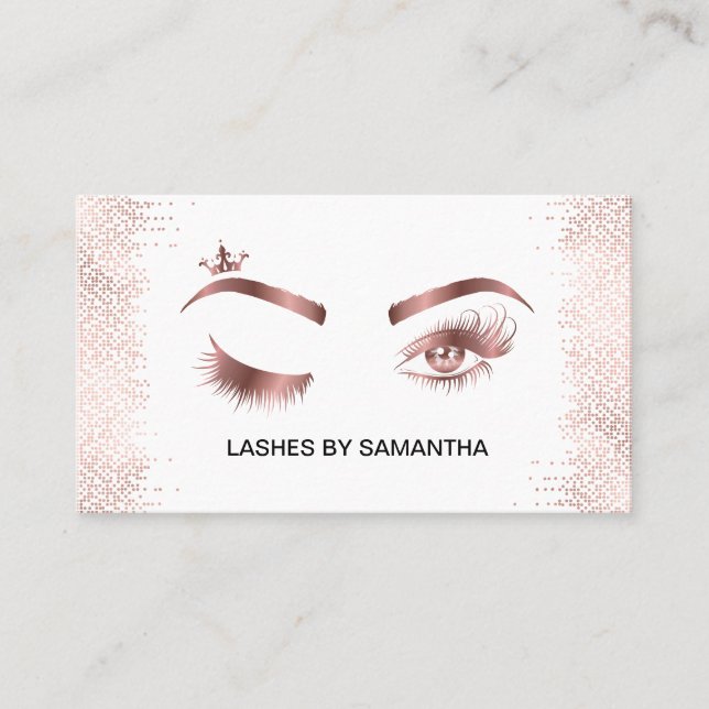 Tarjeta De Visita Artista de maquillaje Wink Eye Gold Confetti Lashe (Anverso)