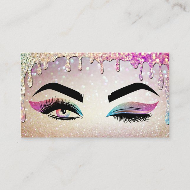 Tarjeta De Visita Artista de maquillaje Wink Eye Lashes holográficos (Anverso)
