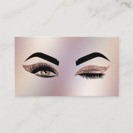 Tarjeta De Visita Artista de maquillaje Wink Eye Lashes Rosa Gold