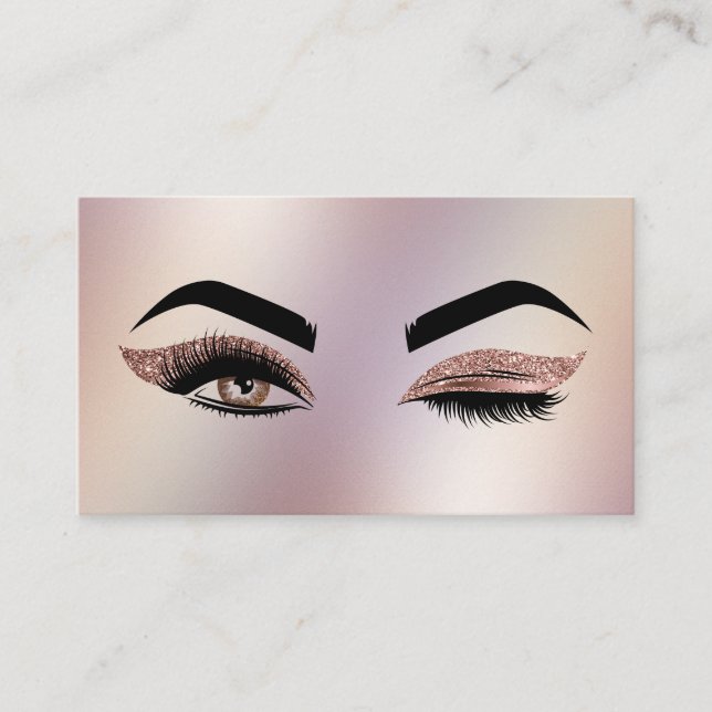 Tarjeta De Visita Artista de maquillaje Wink Eye Lashes Rosa Gold (Anverso)