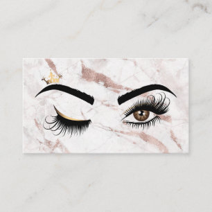 Tarjeta De Visita Artista de maquillaje Wink Eye Rosa Golpes de márm
