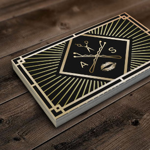 Tarjeta De Visita Artista de maquillaje y elegante estilo Art Deco d