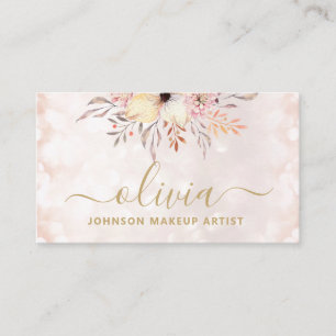 Tarjeta De Visita Artista de moda Rubor Pink Gold Glam