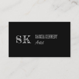 Tarjeta De Visita Artista de monograma profesional de escritura blan