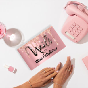 Tarjeta De Visita Artista de Nails Studio Perforaciones Acrílicas Pu