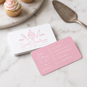 Tarjeta De Visita Artista de Pasteles Elegantes y Catering Panadería