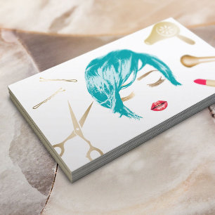 Tarjeta De Visita Artista de pelo y maquillaje Chica de pelo corto T