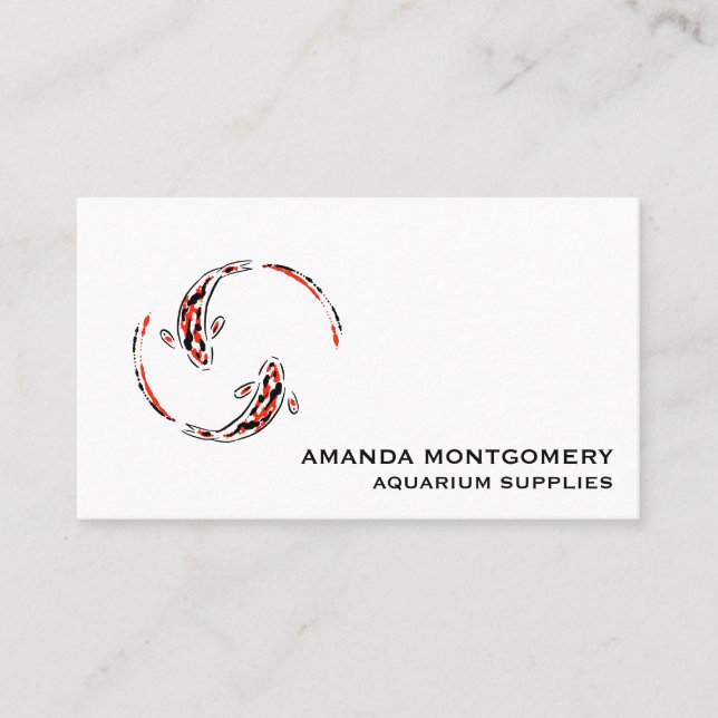 Tarjeta De Visita Artista de pescado Koi japonés negro y rojo (Anverso)