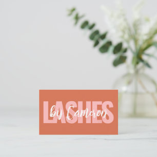 Tarjeta De Visita Artista de Pestañas BOHO Negrita Fondo Naranja Que