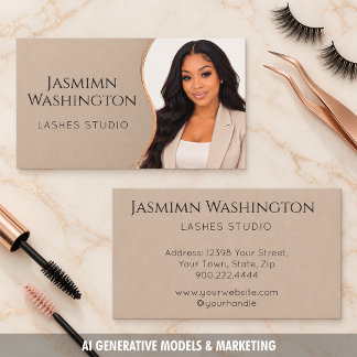 Tarjeta De Visita Artista de Pestañas Champagne Beauty Branding
