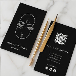 Tarjeta De Visita Artista de Pestañas de Lujo  | QR de Estudio de Pe