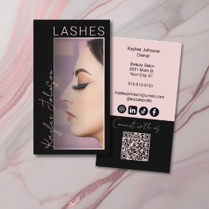 Tarjeta De Visita Artista de Pestañas Elegantes Iconos Sociales QR d