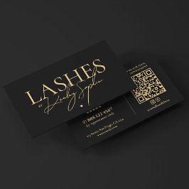 Tarjeta De Visita Artista de Pestañas Mínimas Elegante Negro