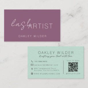 Tarjeta De Visita Artista de Pestañas Modernas Código QR de letra Pl