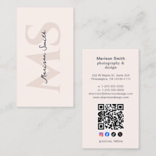 Tarjeta De Visita Artista de Pestañas Modernas Monograma Rosa Pastel