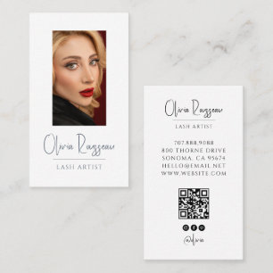 Tarjeta De Visita Artista de Pestañas Moderno Código QR Foto Redes S