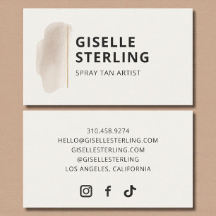 Tarjeta De Visita Artista de Spray Tan Beige Neutro Acuarela