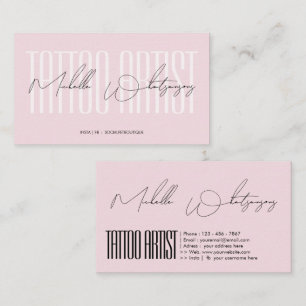Tarjeta De Visita ARTISTA DE TATTOO rosa monograma letra moderna