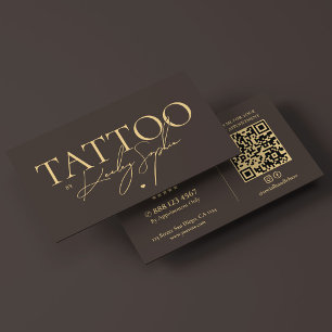 Tarjeta De Visita Artista de Tatuaje Cosmético Mínimo Elegante Espre