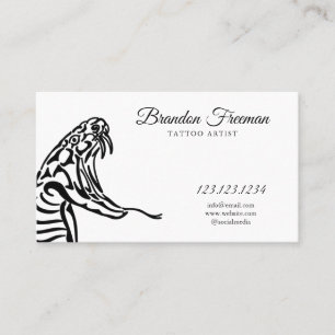 Tarjeta De Visita Artista de tatuaje de cobra negra mínima