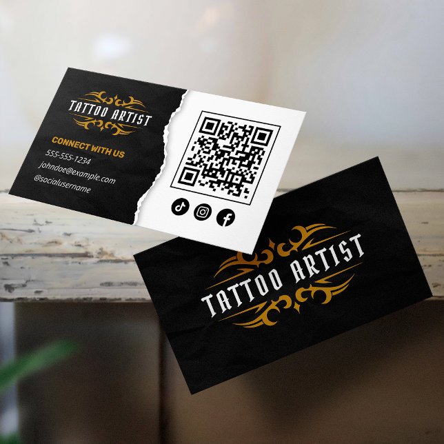 Tarjeta De Visita Artista de Tatuaje de Lujo Gold Black Connect con  (Subido por el creador)