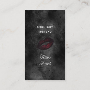 Tarjeta De Visita Artista de tatuaje gótico Red Lips Código QR