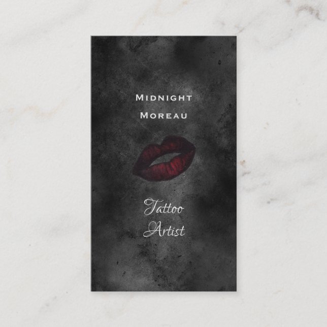 Tarjeta De Visita Artista de tatuaje gótico Red Lips Código QR (Anverso)