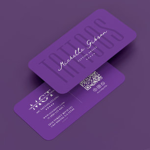 Tarjeta De Visita Artista de tatuaje mínimo de tatuaje morado real